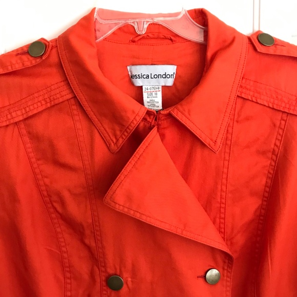 JESSICA LONDON Cotton Utility Jacket Denim Orange Jean Women’s Plus Size 18 2X - Picture 6 of 16